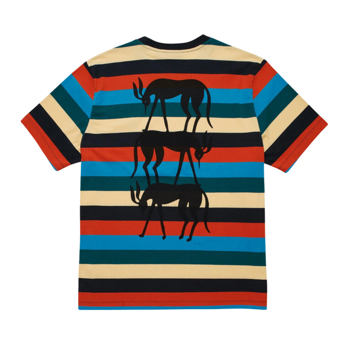 Parra Stacked Pets on Striped T-Shirt - Multi