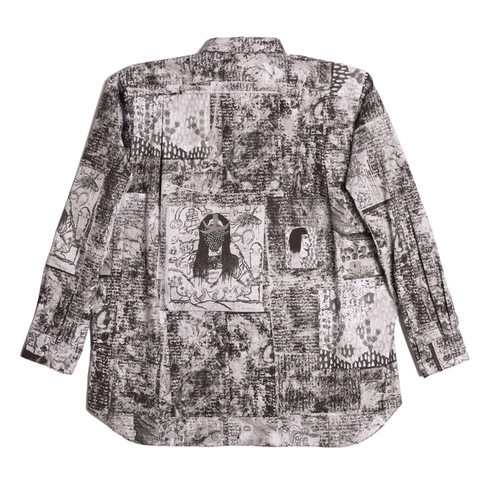 COMME des GARÇONS Men's Woven Graphic Print Long-Sleeve Shirt