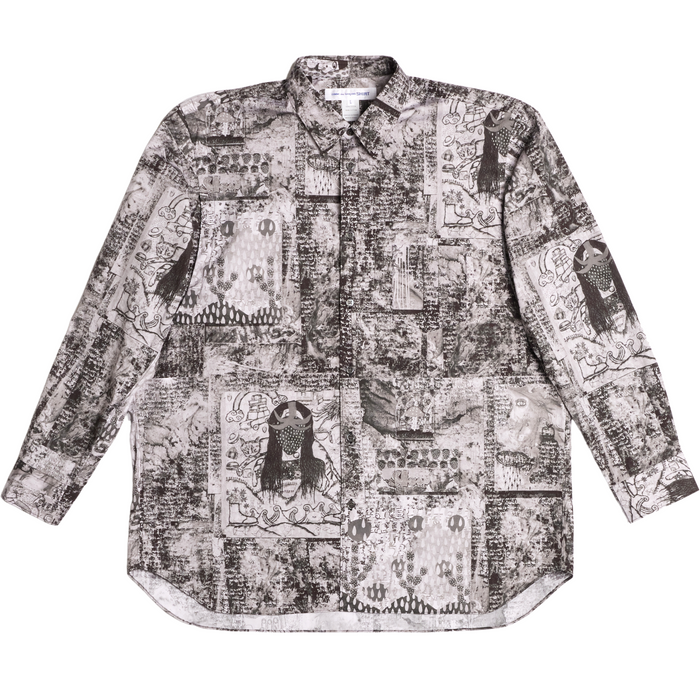 COMME des GARÇONS Men's Woven Graphic Print Long-Sleeve Shirt