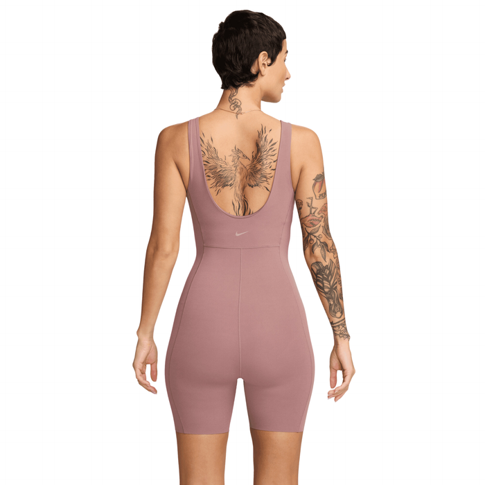 Nike Women's Zenvy Dri-FIT Short Bodysuit - Smokey Mauve/White