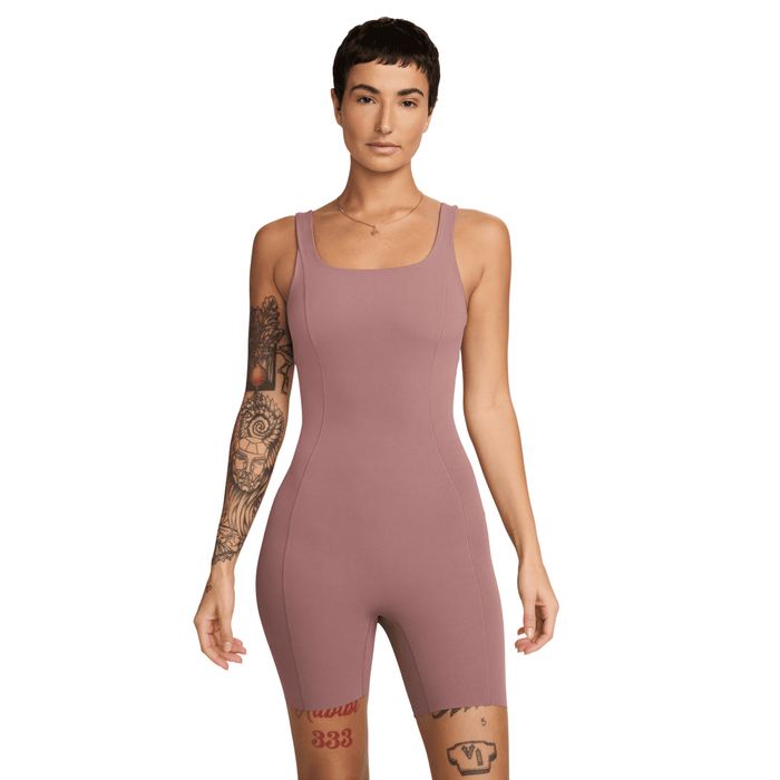 Nike Women's Zenvy Dri-FIT Short Bodysuit - Smokey Mauve/White