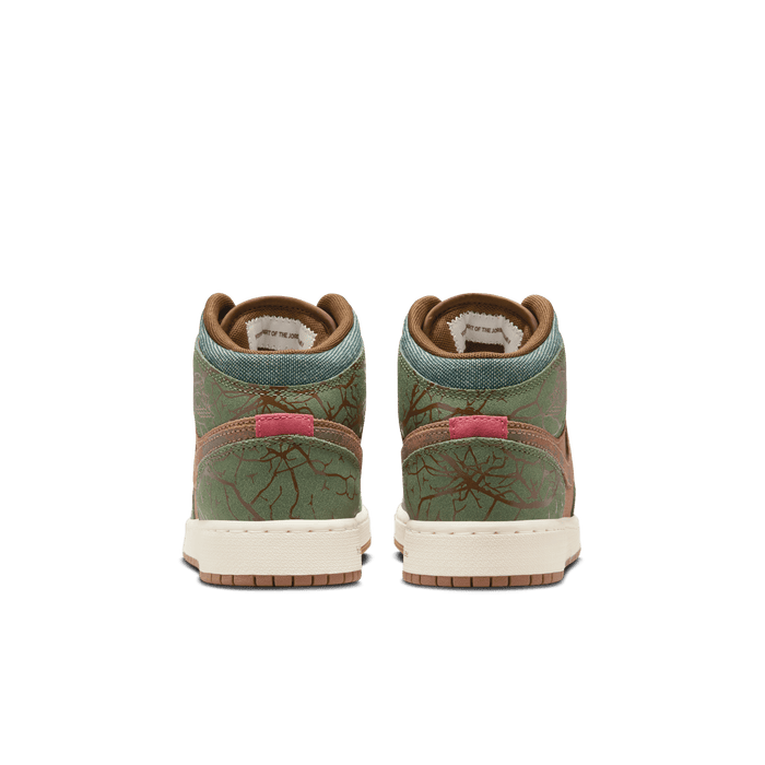 Gradeschool Jordan 1 Mid "Sneaker School" (GS) - Archaeo Brown/Light Olive/Treeline