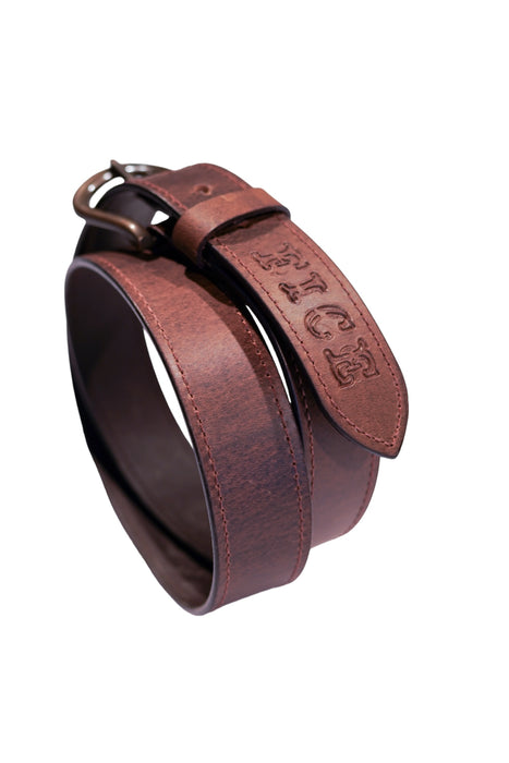 FICE Rough Rider Genuine Leather Belt - Tobacco